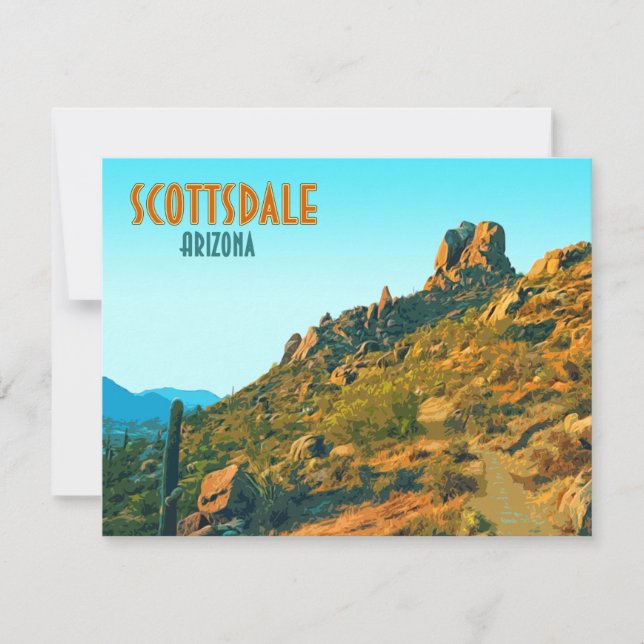 Scottsdale Arizona Cactus and Mountain Flat Card (Vorderseite)