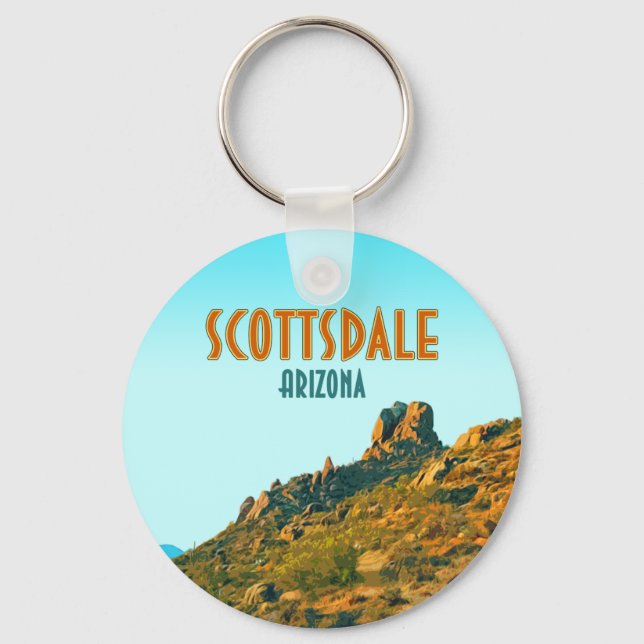 Scottsdale Arizona Cactus and Mountain Vintag Schlüsselanhänger (Vorderseite)