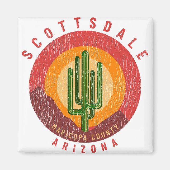 Scottsdale Arizona Cactus Mountains Magnet (Vorne)