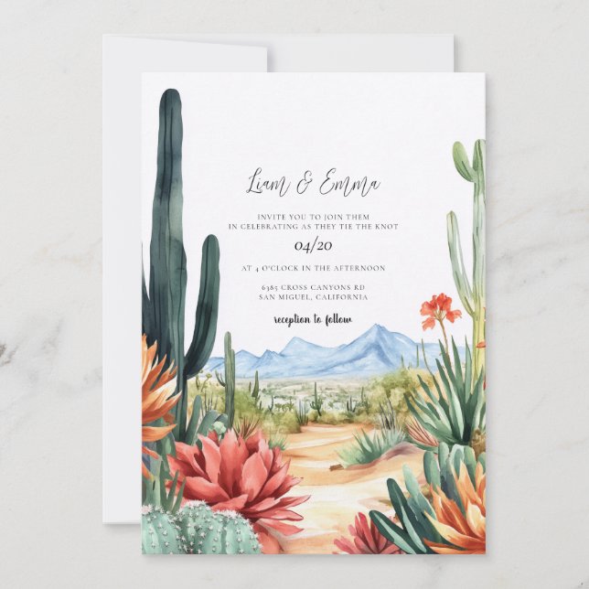 Scottsdale Arizona Desert Wedding Invitation Einladung (Vorderseite)