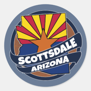 Scottsdale Arizona-Fahne platzt rund um Aufkleber