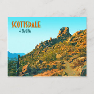 Scottsdale Arizona Kaktus und Berg Vintage Postkarte