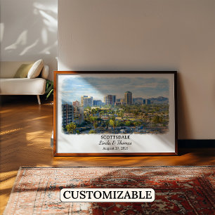 Scottsdale Arizona Poster, Aquarell, Maßgeschneide Poster