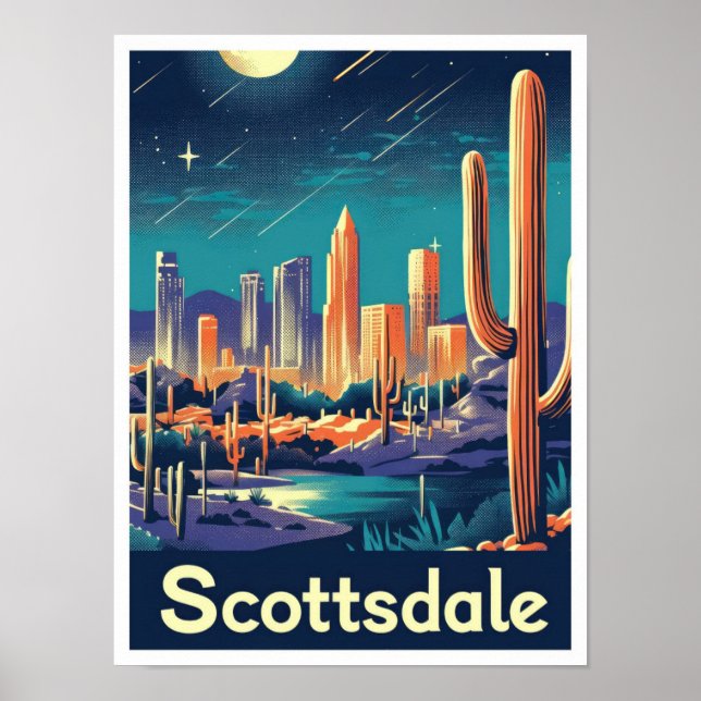 Scottsdale Arizona Vintage Reise Illustration Poster (Vorne)
