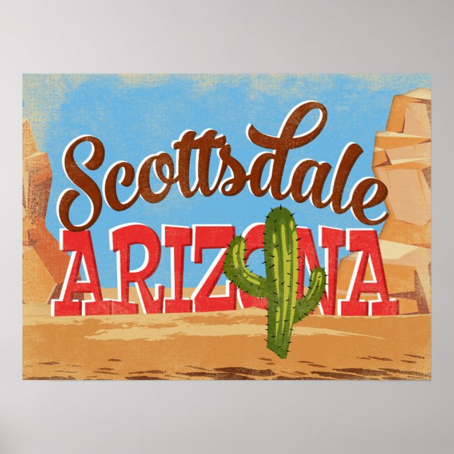 Scottsdale Arizona Vintage Reiseplaner Poster (Vorne)