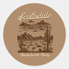scottsdale bachelorette party brown runder aufkleber