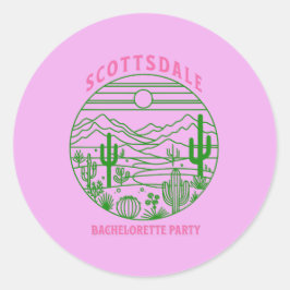 scottsdale bachelorette pink cactus runder aufkleber