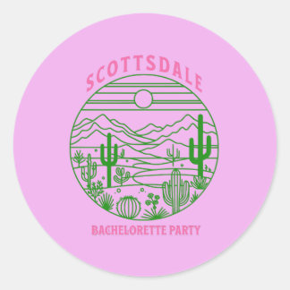 scottsdale bachelorette pink cactus runder aufkleber