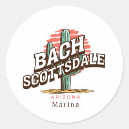 scottsdale cactus bachelorette party custom name runder aufkleber
