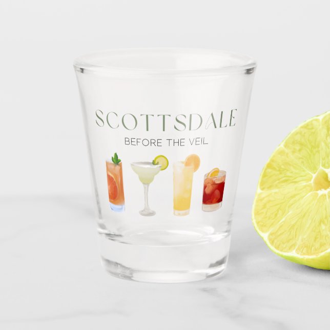 Scottsdale Junggeselinnen-Abschied Shot Glass Schnapsglas (Vorderseite)