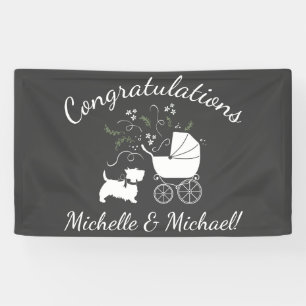 Scotty Dog Baby Shower Puppy Scottish Terrier Gray Banner