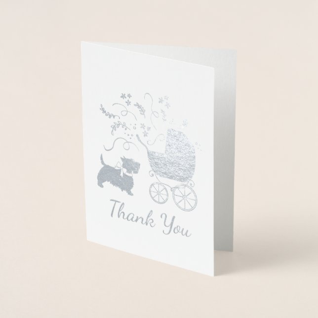 Scotty Dog Baby Shower Puppy Scottish Terrier Gray Folienkarte (Vorderseite)