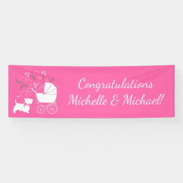 Scotty Dog Baby Shower Puppy Scottish Terrier Pink Banner