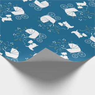 Scotty Dog Baby Shower Scottish Terrier Blue Geschenkpapier