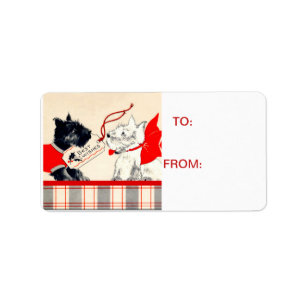 Scotty Dog Scottish Terrier Black and White Tag Adressaufkleber