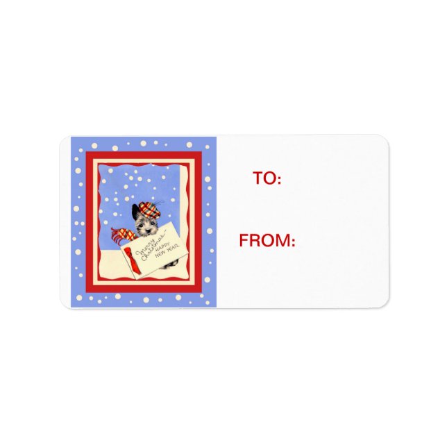 Scotty Dog Scottish Terrier Christmas Grußtag Adressaufkleber (Vorne)