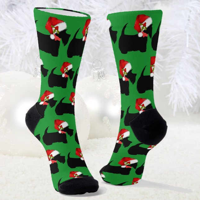 Scotty Hunde in Weihnachtsmannmützen Weihnachten Socken (Von Creator hochgeladen)