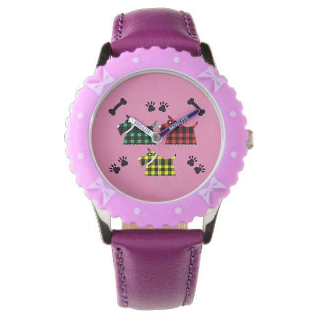 Scotty Terrier Hunde Niedlich Funny Terriers Breed Armbanduhr (Vorderseite)
