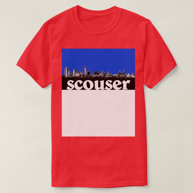 Scouser Liverpool Blue Skyline Design T-Shirt (Design vorne)