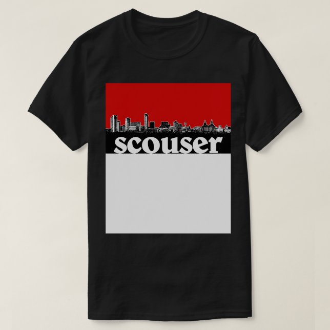 Scouser Liverpool Red Skyline Design T-Shirt (Design vorne)