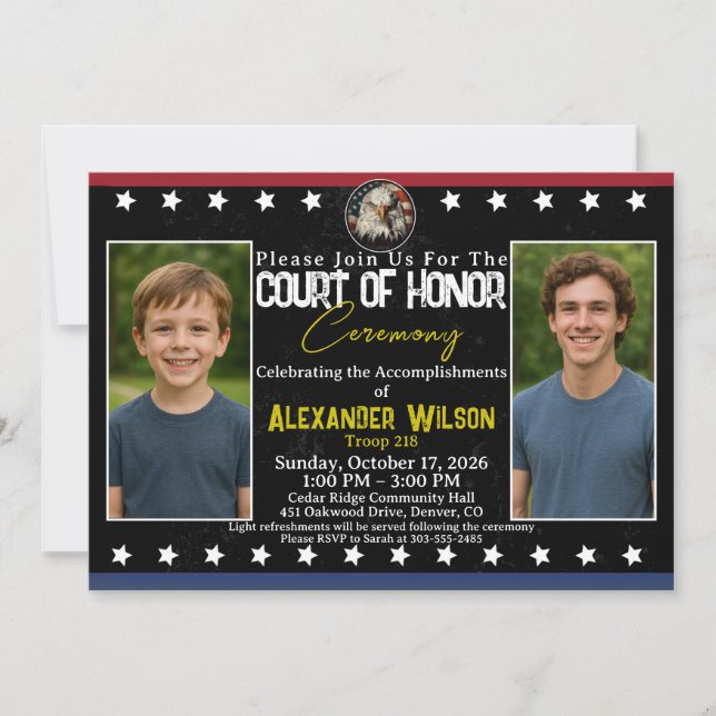 Scout Achievement Ceremony Invitation with Photos Einladung (Vorderseite)