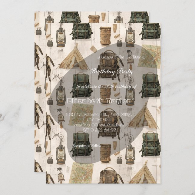 scout comping party invitations einladung (Vorne/Hinten)