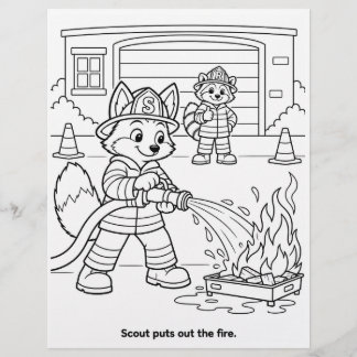 Scout der Fuchs löscht das Feuer Malvorlage