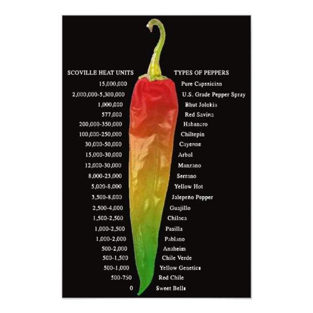 Scoville Heat Chart | Pfeffertypen Fotodruck (Vorne)