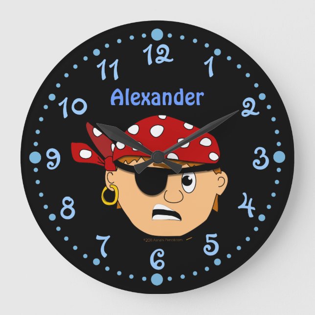 Scowling Jungen-Piraten-personalisierte Uhr mit (Vorderseite)