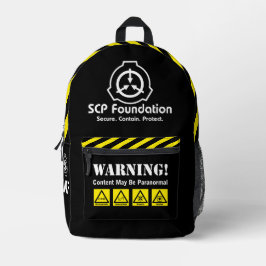 SCP Secure. Contain. Protect. Paranormal Backpack Bedruckter Rucksack