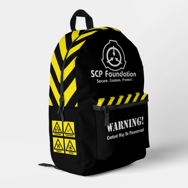 SCP Secure. Enthält. Schützen. Paranormaler Rucksa Bedruckter Rucksack (Rückseitige Ecke links)