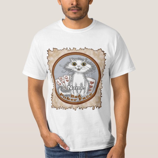 Scraggles Cat Poker Face T-Shirt (Vorderseite)