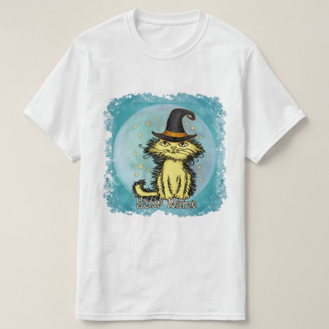 Scraggles Yellow Cat Witch T-Shirt (Design vorne)
