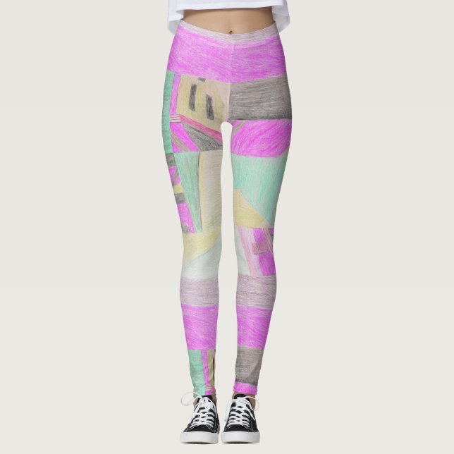 Scrambled Scene Magenta Leggings (Vorderseite)