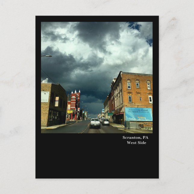 Scranton, PA-Dramatischer Himmel über Westseite Postkarte (Vorderseite)