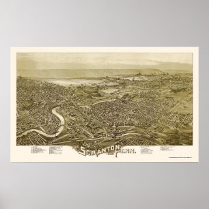 Scranton, PA Panorama Karte - 1890 Poster