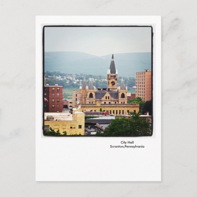 Scranton PA Postcard-City Rathaus-Endlose Berge Postkarte (Vorderseite)
