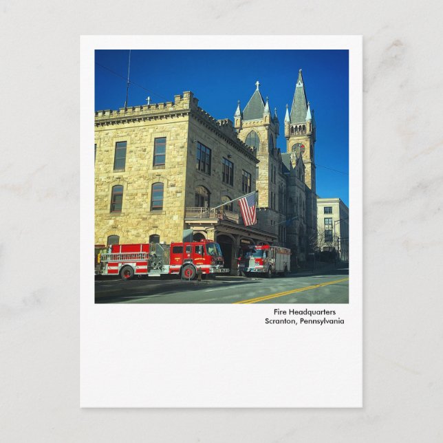 Scranton PA Postcard Fire Headquarters Postkarte (Vorderseite)