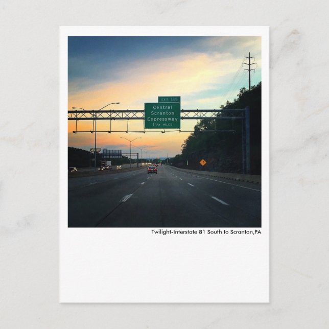 Scranton PA Postcard-Twilight Sky-I81-Dunmore Postkarte (Vorderseite)