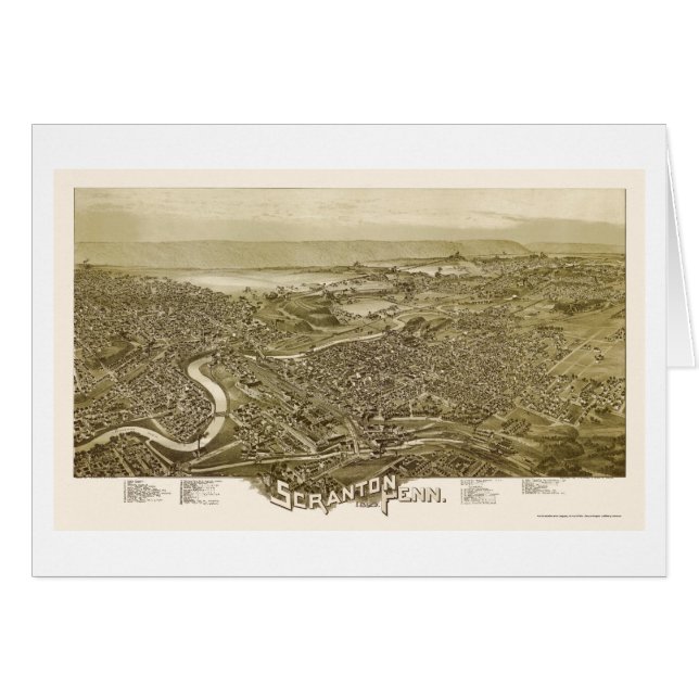Scranton, panoramische Karte PAs - 1890 (Vorderseite (Horizontal))
