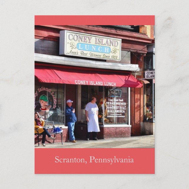 Scranton Pennsylvania Coney Island Mittagessen Postkarte (Vorderseite)