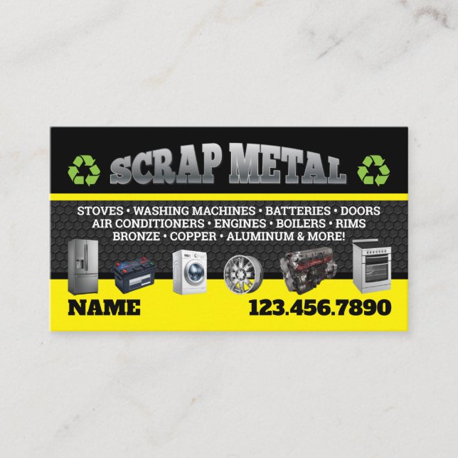 Scrap Metal Pickup Business Cards English-Spanish Visitenkarte (Vorderseite)