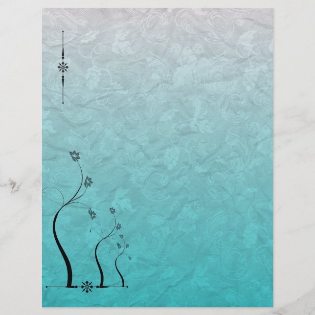 Scrapbook Paper Aquamarin Grapevine Floral (Vorderseite)