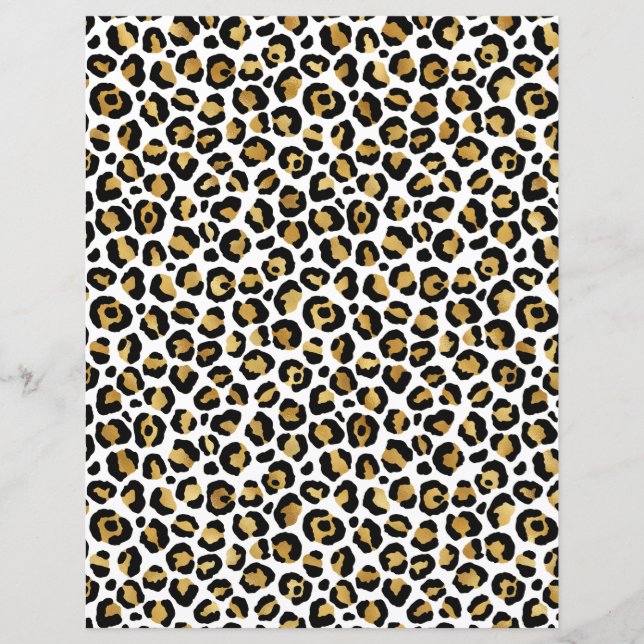 Scrapbook Paper aus schwarzem Gold-Leopard-Spots (Vorderseite)
