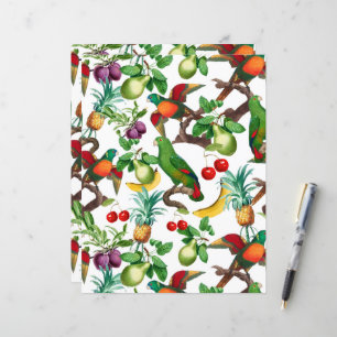 Scrapbook Paper für tropische Früchte und Vogelart