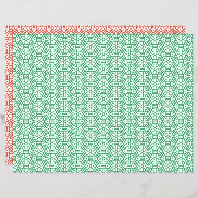 Scrapbook Paper - Hexagon und Bars in 2 Farben (Vorne/Hinten)