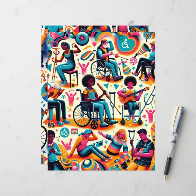 Scrapbook Paper "Menschen mit Behinderungen" (Vorderseite/Rückseite Beispiel)