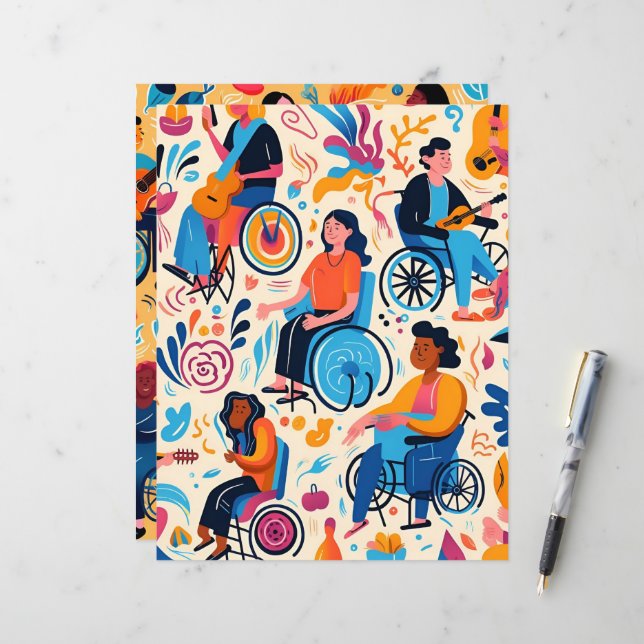 Scrapbook Paper "Menschen mit Behinderungen" (Vorderseite/Rückseite Beispiel)