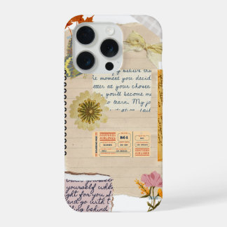 Scrapbook Style Floral Journal Cover Case iPhone 15 Pro Hülle