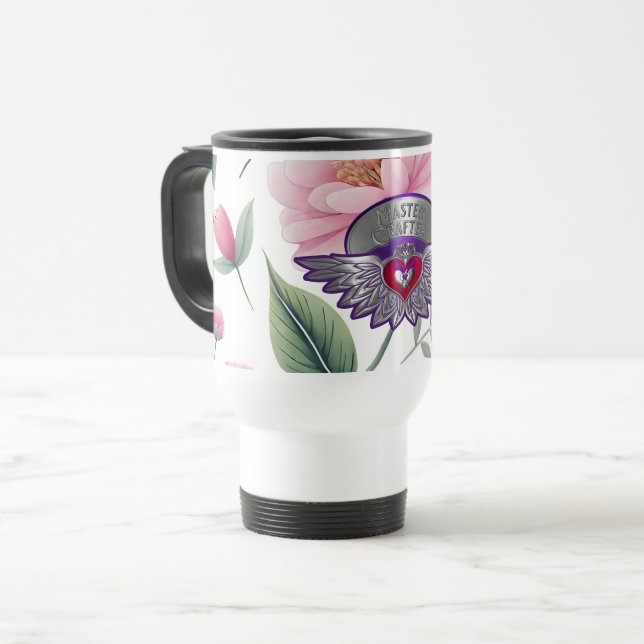 Scrapbookers Master Abzeichen Travel Mug Reisebecher (Vorderseite Links)